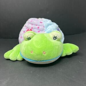 Baby Aurora Frog Turtle Plush Rattle 14" Pastel Green Yellow Blue Pink Lovey